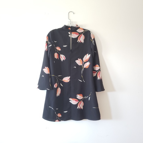 *SOLD* HP🎉 Zara Black Floral Mock Neck Shift Dress S - Picture 4 of 7